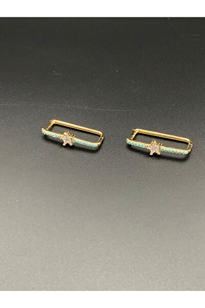 Gold Zirkon Taşlı Çelik Küpe