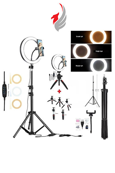 RAYTENG Makyaj Ring Light Youtuber Tiktok Çekim Işığı 14ınç +2.1 Mt Tripod +p...