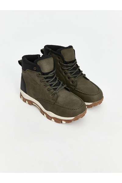 LC Waikiki LCW STEPS Haki Deri Görünümlü Erkek Çocuk Bot