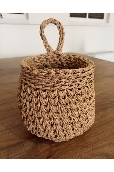 AFRALYAHOME 1 mini coș de răchită suspendat - coș cu nuci de usturoi tricotat manual