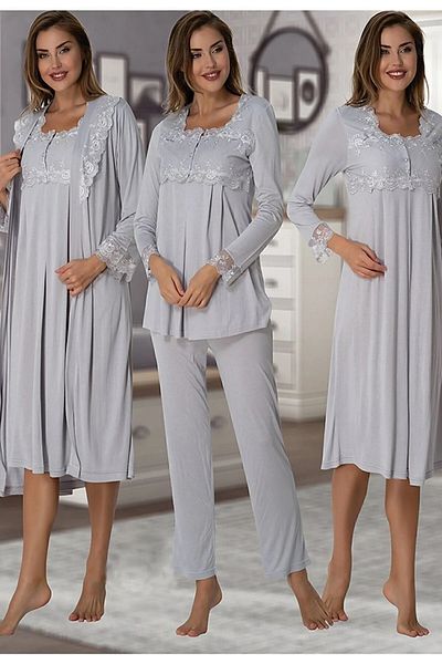 by İGP Long Sleeve Maternity Maternity Nightgown Sleepwear Set