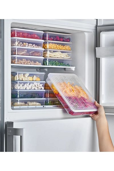Şıkyuvam 2 Pieces 2.4 Liter Refrigerator - Freeze Garnish, Corn Fish, Leak Proof Deep Freezer Storage Container