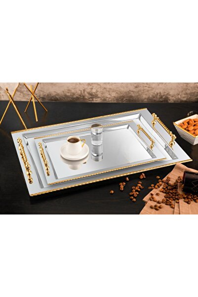 Tiamo Roma Çay ve Kahve Tepsi Gold 2'li Set