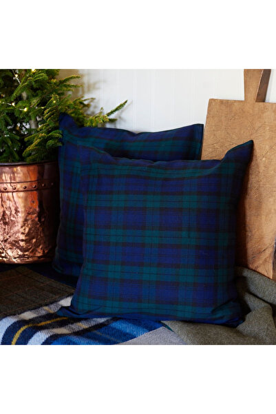 Loom Craft Lacivertli Ekose Kırlent Kılıfı 30x50 cm