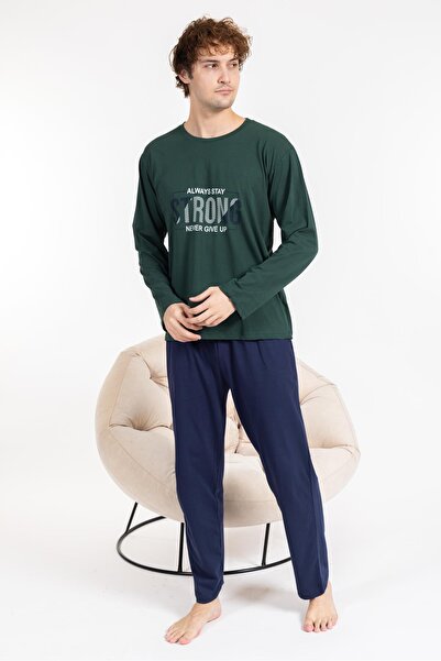Mutlu City Ποιοτικό ανδρικό σετ πιτζάμες - λαιμόκοψη, χτενισμένο βαμβάκι, κανονική εφαρμογή Α 803123