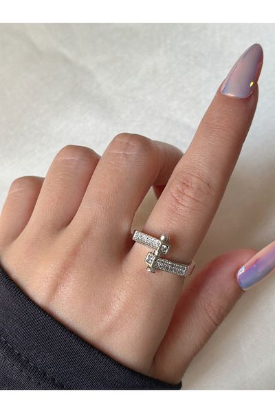 Eylülün Takısı Women's Silver Color Double Layer Design Ring