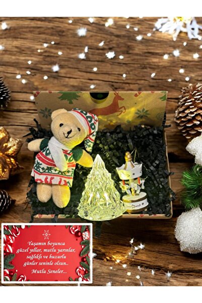 Lapidaria Yılbaşı Kutusunda Noel Ayıcık Anahtarlık, Kristal Çam Ağacı Lamba, ...