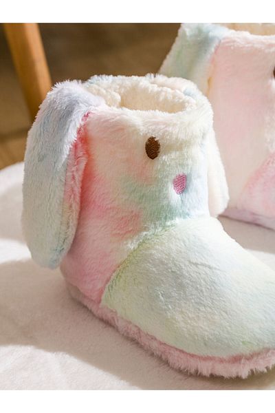 Bright Rainbow Rabbit Model βελούδινες μπότες για το σπίτι Rainbow