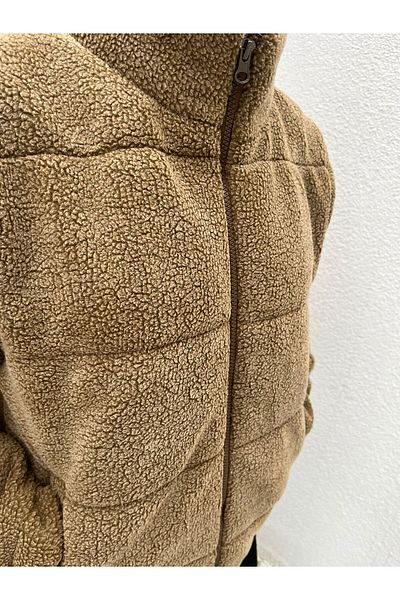 Crazy shee Plush Khaki Embossed Lined Women's Teddy Coat