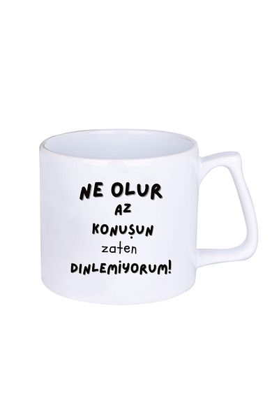 BASKIBAZAR Since 2020 Talk Less What Happens I'M Already Listening Gift Printed Porcelain White Luxury Latte Cup