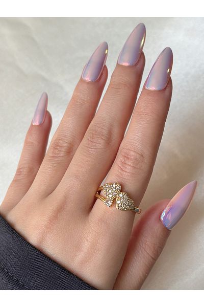 Eylülün Takısı Women's Gold Color Stone Double Heart Ring