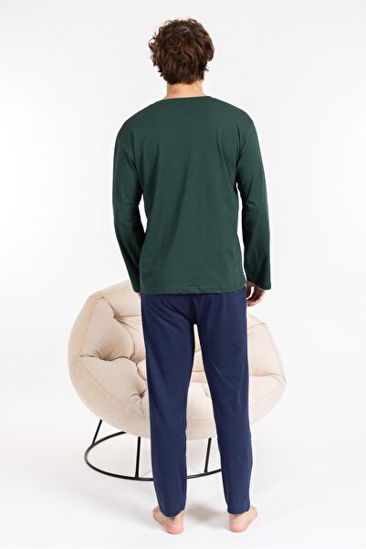 Mutlu City Ποιοτικό ανδρικό σετ πιτζάμες - λαιμόκοψη, χτενισμένο βαμβάκι, κανονική εφαρμογή Α 803123