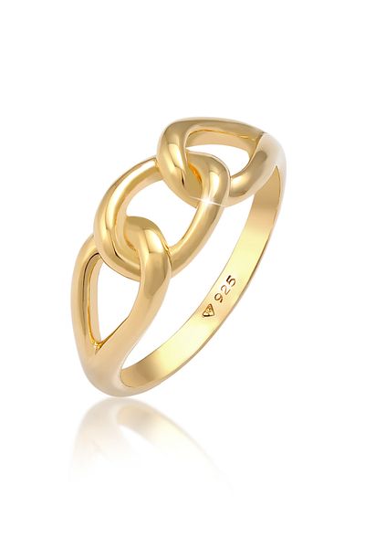 ELLI Ring Woman Knot Symbol Chain Look In 925 Sterling Silver Gold Plated