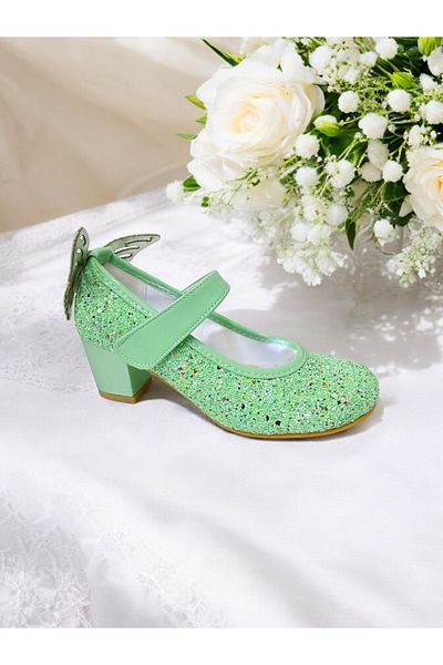 PATİK BEBE PANTOFI DE ROCHIE DE SEARĂ ELEGANTI, CU TACURI DE CULOARE VERDE, FETE