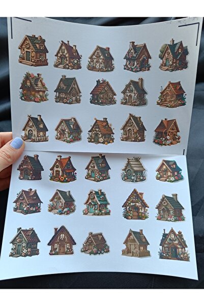 Pink Swan Craft Set naljepnica sa vintage drvenim kolibama, bullet journal, n...