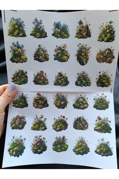 Pink Swan Craft مجموعة ملصقات زهور على حجر الطحالب العتيق، مجلة رصاصة، ملصقات...