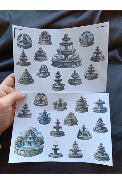 Pink Swan Craft Set naljepnica sa vintage kamenskim fontanama, bullet journal...