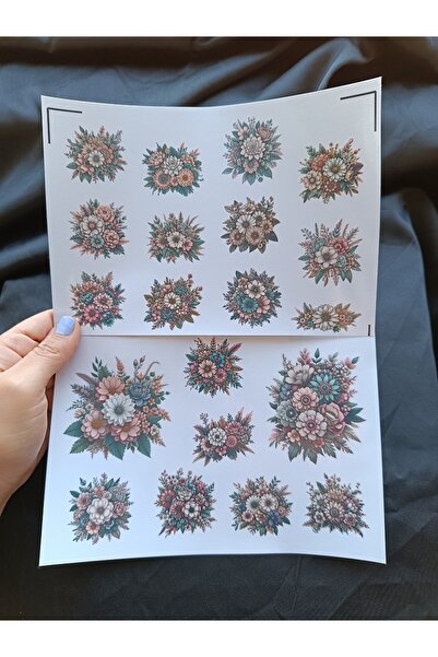 Pink Swan Craft Vintage boho set naljepnica sa venčanim cvećem, bullet journa...