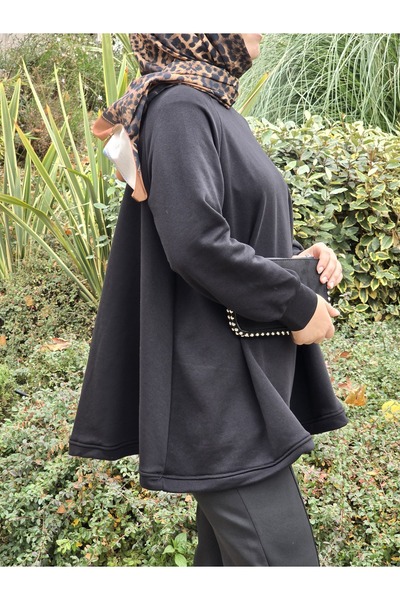 NANTİREA Beige Round Neck Oversize Women's Turtleneck Sweatshirt