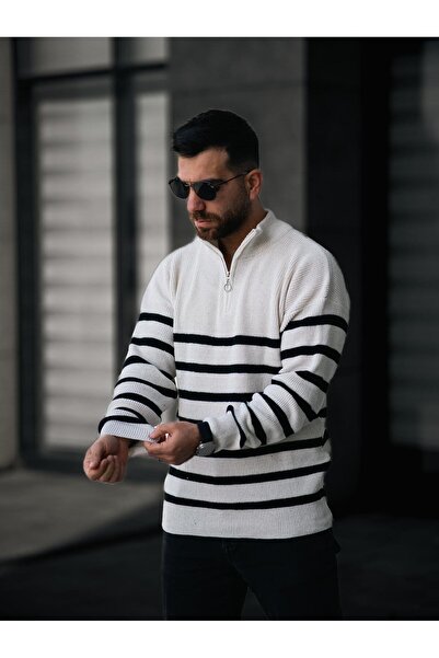 Baycombine35 Ανδρικό πλεκτό πουλόβερ με γιακά με μισό φερμουάρ