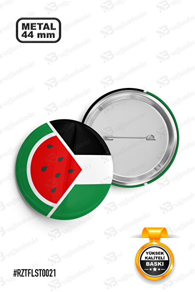 Filistin Karpuz Bayrak İğneli Rozet 44mm