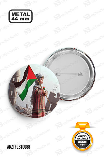Sağlam Ajans Filistin Bayrak Küçük Kız İğneli Rozet 44mm