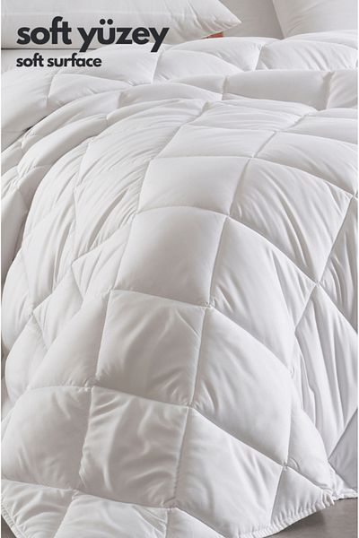 VESSİNOHOME Double 2-Piece Quilt - Silicone Filled White Microfiber Surface, Thermal 195X215 Diamant Series