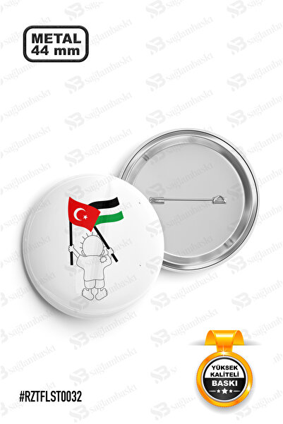 Sağlam Ajans Türk Filistin Bayrak Çocuk İğneli Rozet 44mm