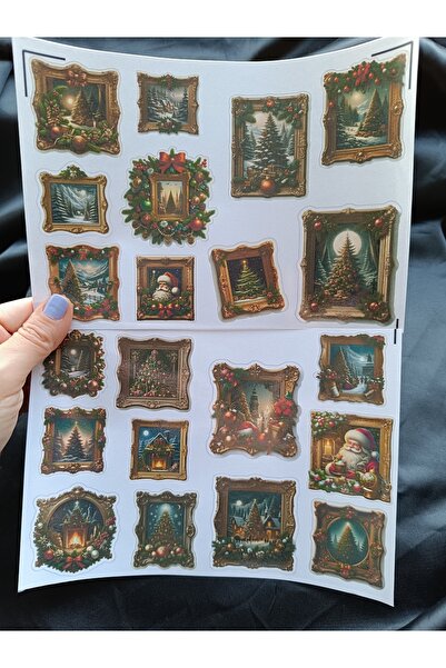 Pink Swan Craft Set naljepnica sa novogodišnjim slikama u drvenom okviru, bul...