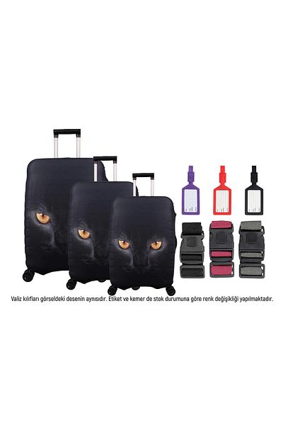 Bagacar Комплект куфари Cat от 3 части, колан за багаж от 3 части, етикет за багаж от 3 части