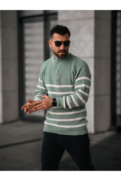 Baycombine35 Ανδρικό πλεκτό πουλόβερ με γιακά με μισό φερμουάρ