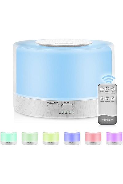 COOYA Essential Aromatherapy Diffuser, 500ML Air Humidifier, Waterless Auto Off, Remote Control(White)