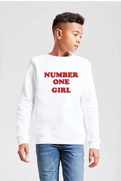 Tshirthane Rose Number One Girl White Παιδικό φούτερ 2 κορδονιών