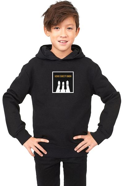 Tshirthane G-Dragon Home Sweet Home - Черен детски суичър с качулка 3ip