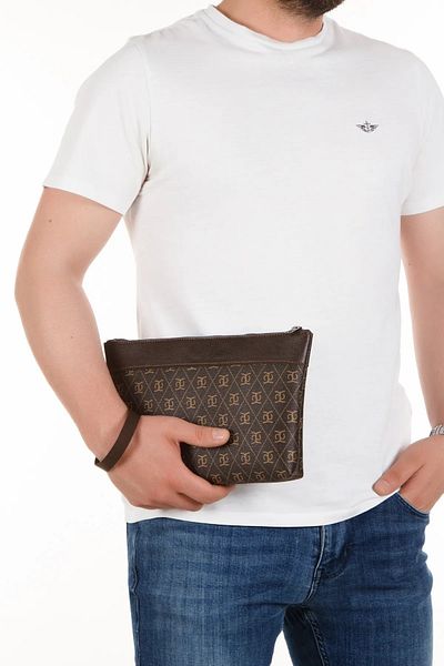 Newish Polo Faux Leather Portfolio Clutch Bag with Hand Wrist Strap