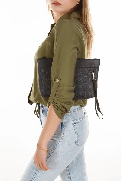 Newish Polo Faux Leather Portfolio Clutch Bag with Hand Wrist Strap
