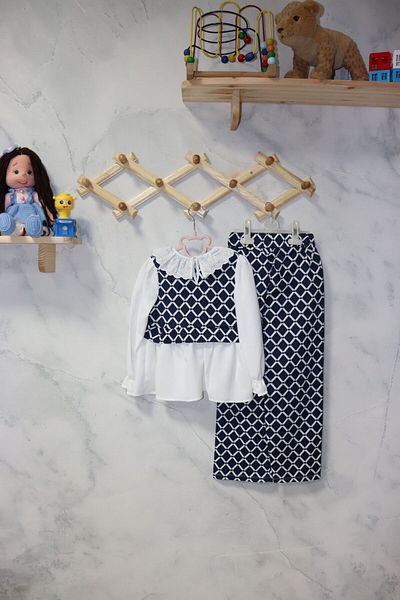 FESSHERA Girl's Diamond Patterned 2-Piece Set Elegance and Comfort Together - Special Patterned Double Set