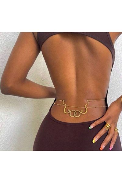 La Saade Imported Y2K Snake Figured Waist Chain Accessory