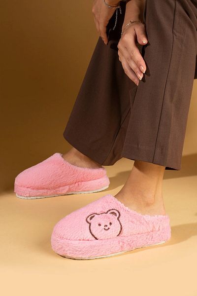İncim Ροζ αντιολισθητική σόλα Cute Teddy Bear βελούδινες αφράτες γυναικείες παντόφλες για το σπίτι