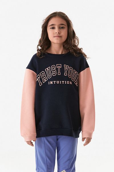Fulla Moda 3 Yarn Letter Printed Crew Neck Girl's Sweatshirt