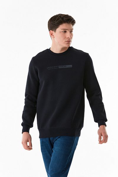 Fulla Moda Φούτερ με λαιμόκοψη με 3 νήματα με ανάγλυφο εμπριμέ
