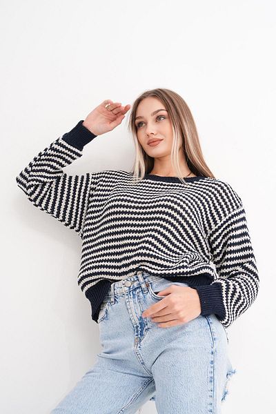 ŞİMAL Pulover tricotat pentru damă, cu dungi 245394   -