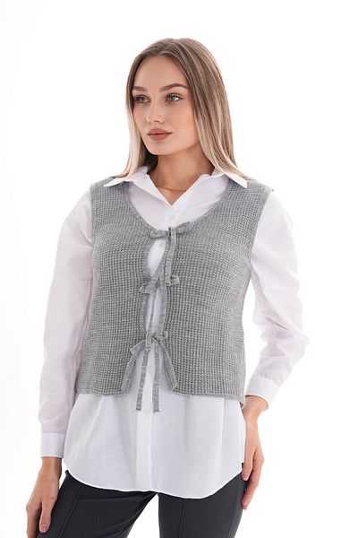 ŞİMAL Vestă tricotată cu cravată în față pentru femei 245329   -