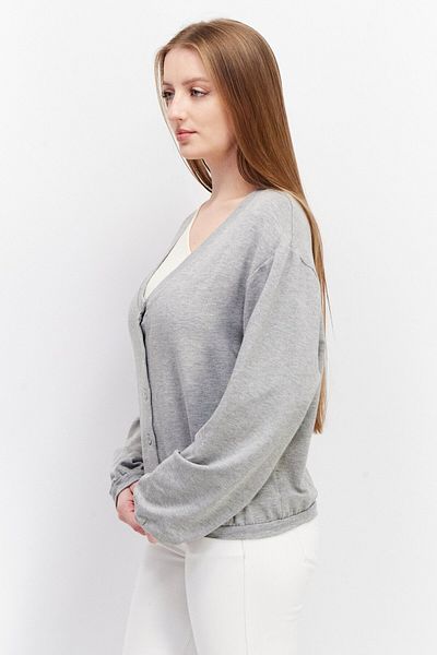 edc Women V Neck Long Sleeve Heather Cardigans, Grey