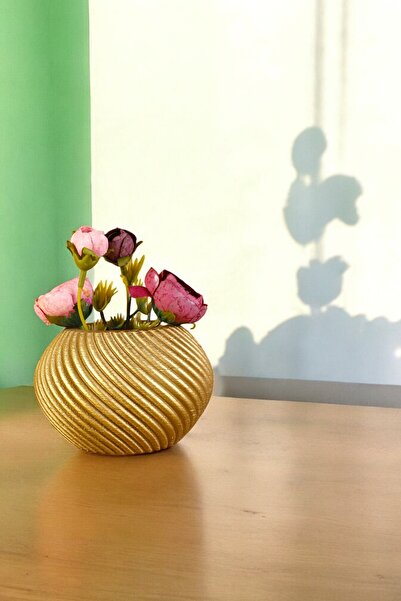 Evene Mini Çiçek Saksı Küçük Sukulent Altın Kaktüs Saksısı Model 1