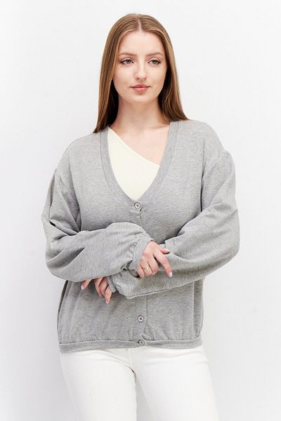edc Women V Neck Long Sleeve Heather Cardigans, Grey