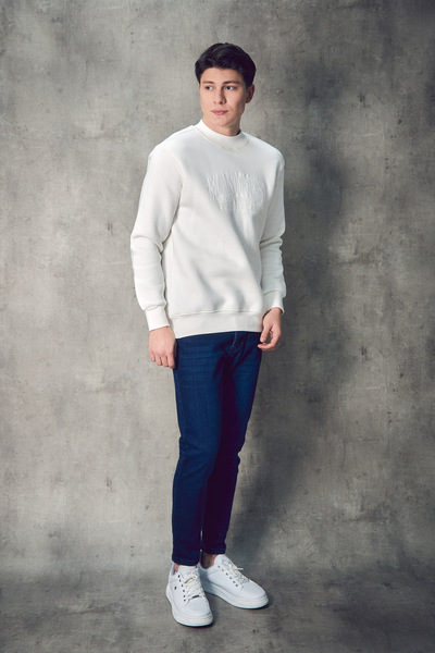 Fulla Moda Φούτερ με κεντημένο γιακά με 3 κλωστές