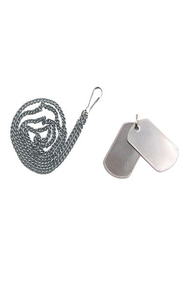 SINGLE SWORD Stainless Steel Soldier Tag and Chain - Press Print Embossed Lettering