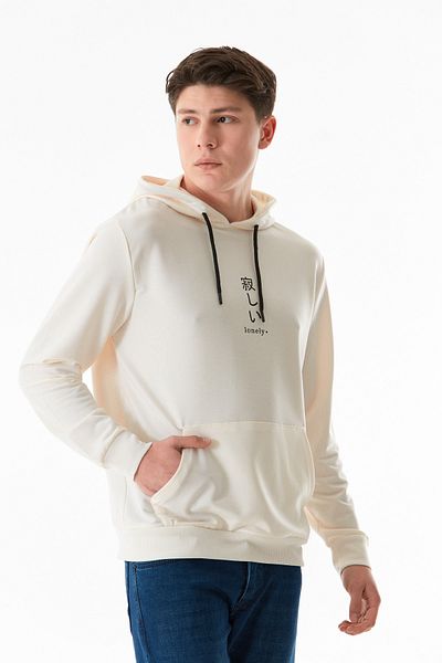 Fulla Moda Printed Hooded Kangaroo Pocket Sweatshirt