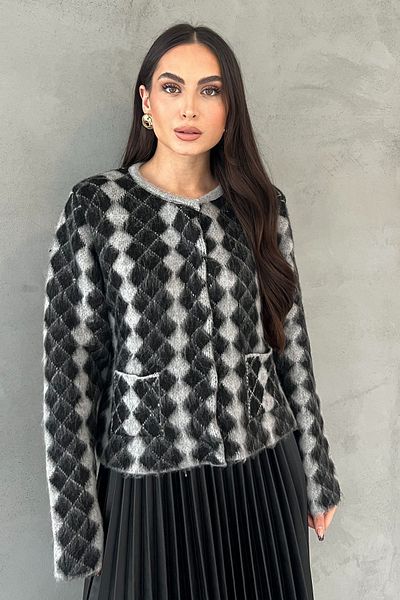 Seda Yalçın Atelier Gray Black Crew Neck Cardigan